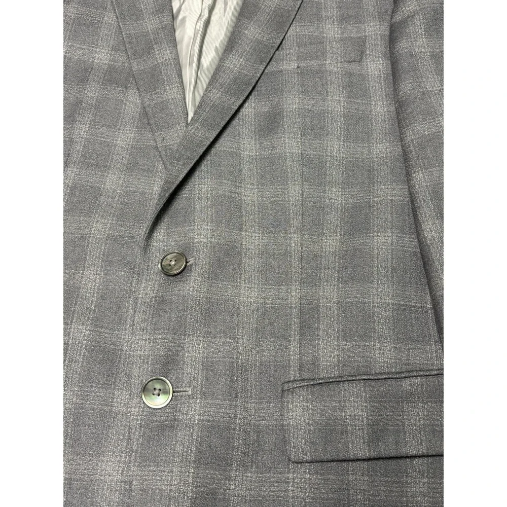 Hugo Boss Hutsons4 Grey Plaid Virgin Wool‎ Blazer Sport Coat Mens 38R Lanificio
